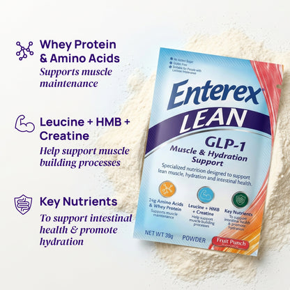 Enterex LEAN GLP-1 Muscle & Hydration Support Powder, Fruit Punch (7 Packets)