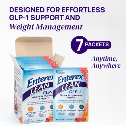 Enterex LEAN GLP-1 Muscle & Hydration Support Powder, Fruit Punch (7 Packets)