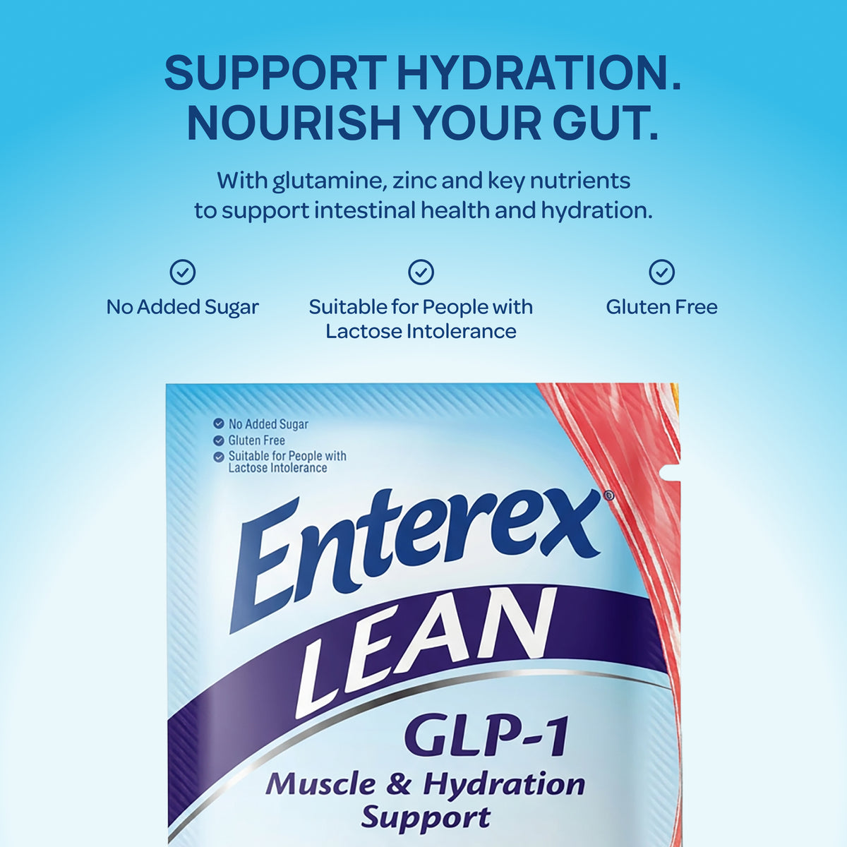 Enterex LEAN GLP-1 Muscle & Hydration Support Powder, Fruit Punch (7 Packets)